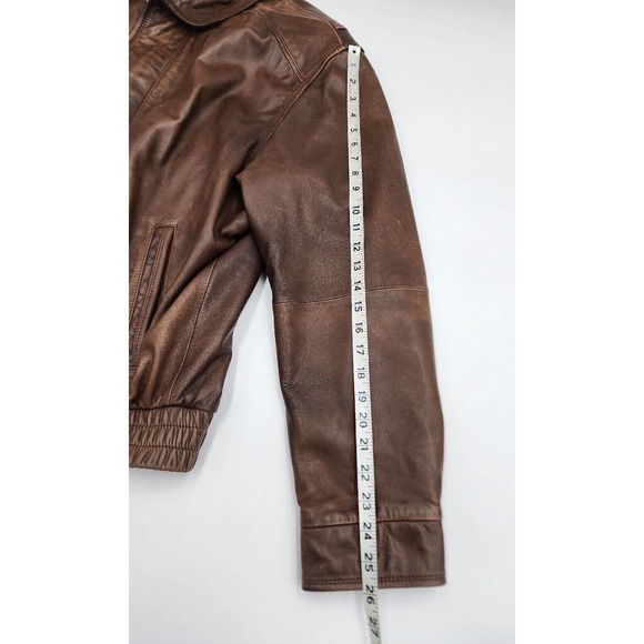 Cremieux Lambskin Jacket Mens XL Brown Bomber Flight Zip Bib Double… - Picture 9 of 16